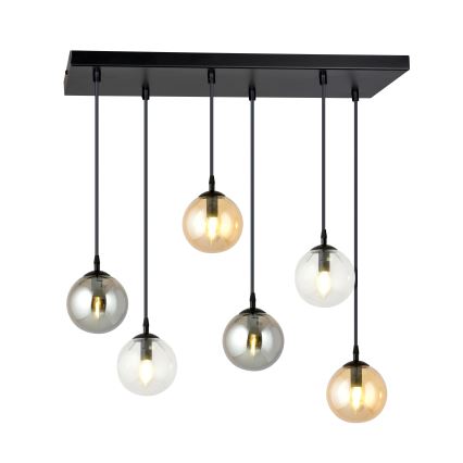 Lampadario a sospensione con filo COSMO 6xE14/10W/230V nero/grigio/beige/limpido