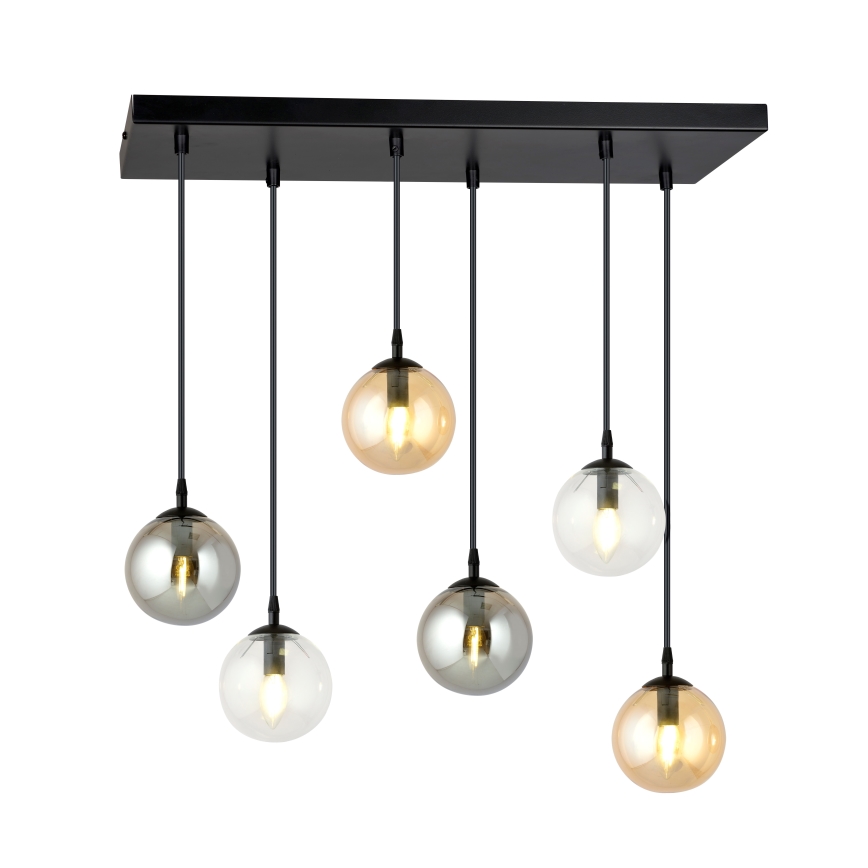 Lampadario a sospensione con filo COSMO 6xE14/10W/230V nero/grigio/beige/limpido
