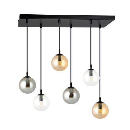 Lampadario a sospensione con filo COSMO 6xE14/10W/230V nero/grigio/beige/limpido