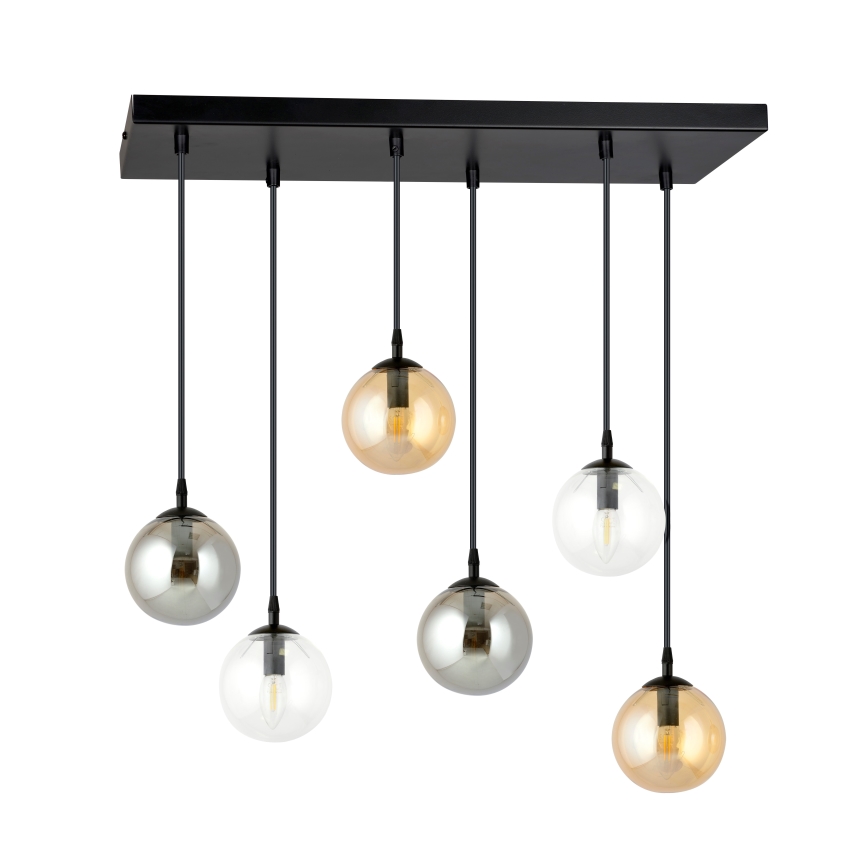 Lampadario a sospensione con filo COSMO 6xE14/10W/230V nero/grigio/beige/limpido
