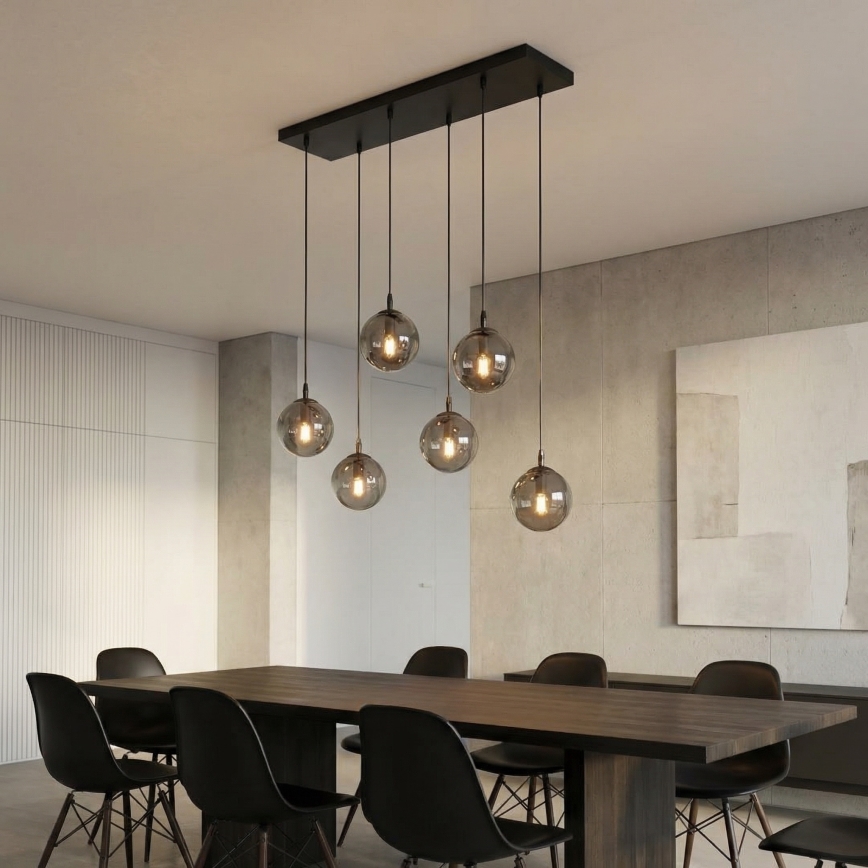 Lampadario a sospensione con filo COSMO 6xE14/10W/230V nero/grigio