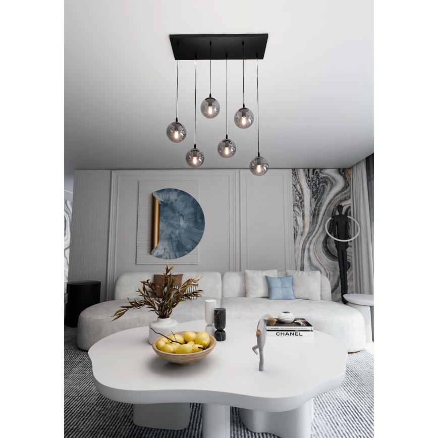 Lampadario a sospensione con filo COSMO 6xE14/10W/230V nero/grigio