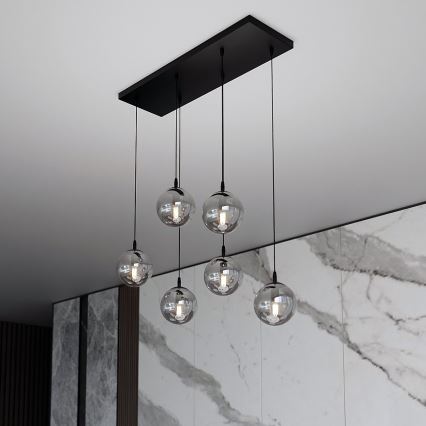 Lampadario a sospensione con filo COSMO 6xE14/10W/230V nero/grigio