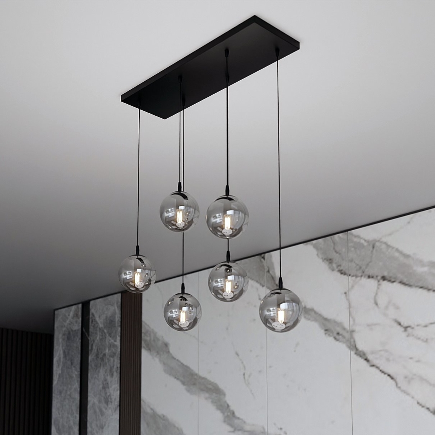 Lampadario a sospensione con filo COSMO 6xE14/10W/230V nero/grigio