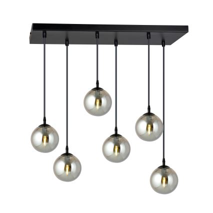 Lampadario a sospensione con filo COSMO 6xE14/10W/230V nero/grigio