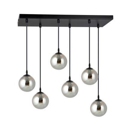 Lampadario a sospensione con filo COSMO 6xE14/10W/230V nero/grigio