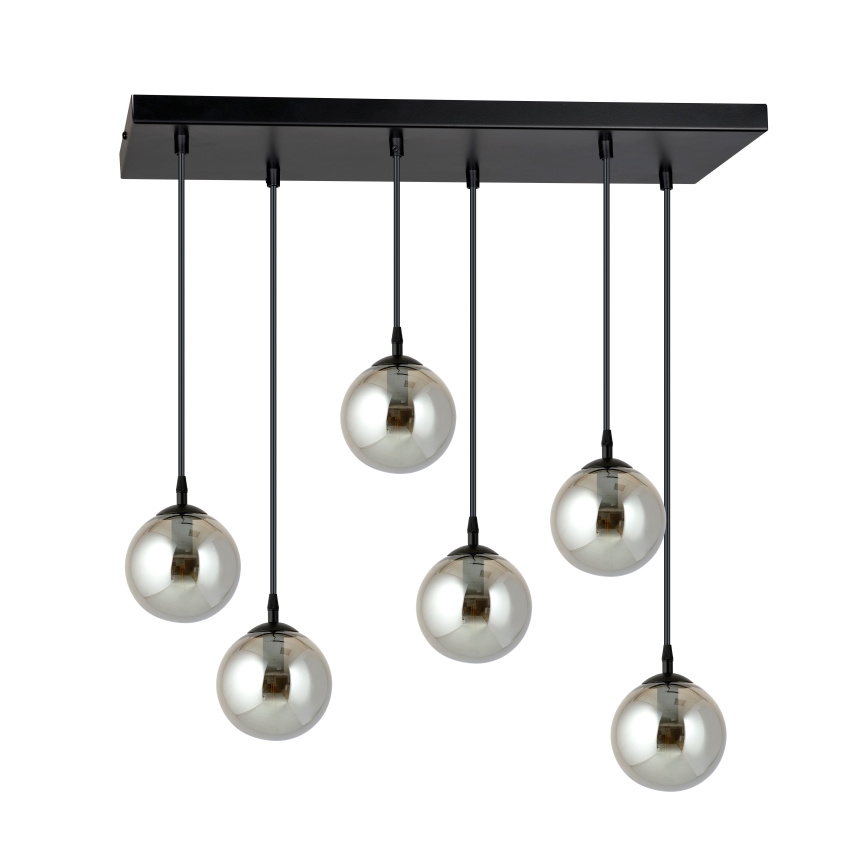 Lampadario a sospensione con filo COSMO 6xE14/10W/230V nero/grigio