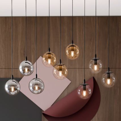 Lampadario a sospensione con filo COSMO 9xE14/10W/230V nero/grigio/beige/limpido