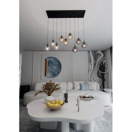 Lampadario a sospensione con filo COSMO 9xE14/10W/230V nero/grigio/beige/limpido