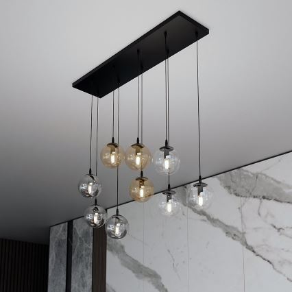 Lampadario a sospensione con filo COSMO 9xE14/10W/230V nero/grigio/beige/limpido