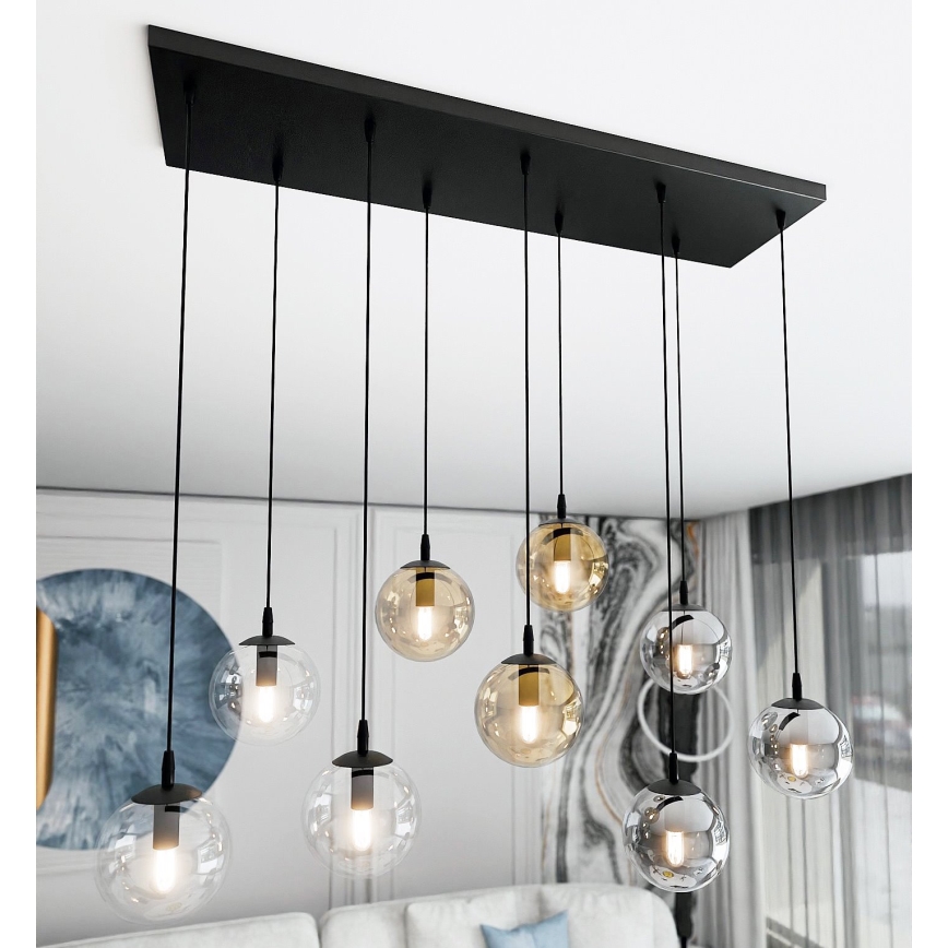 Lampadario a sospensione con filo COSMO 9xE14/10W/230V nero/grigio/beige/limpido