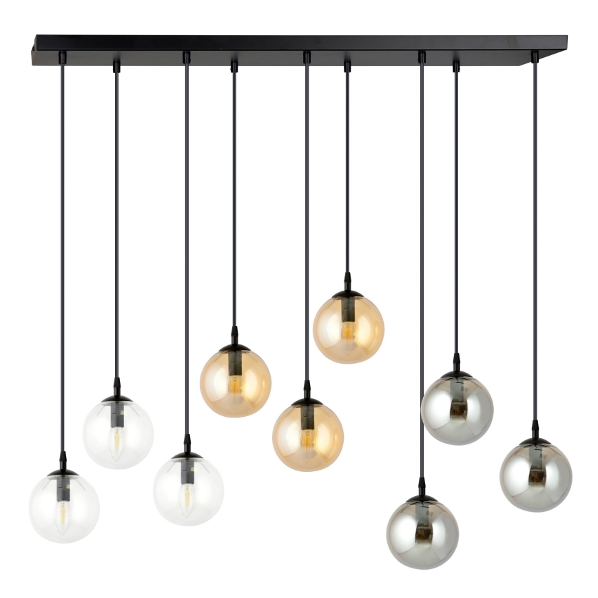 Lampadario a sospensione con filo COSMO 9xE14/10W/230V nero/grigio/beige/limpido