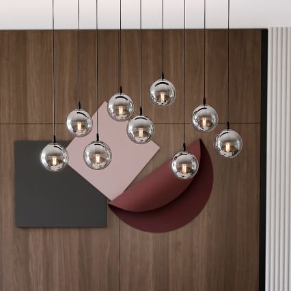 Lampadario a sospensione con filo COSMO 9xE14/10W/230V nero/grigio