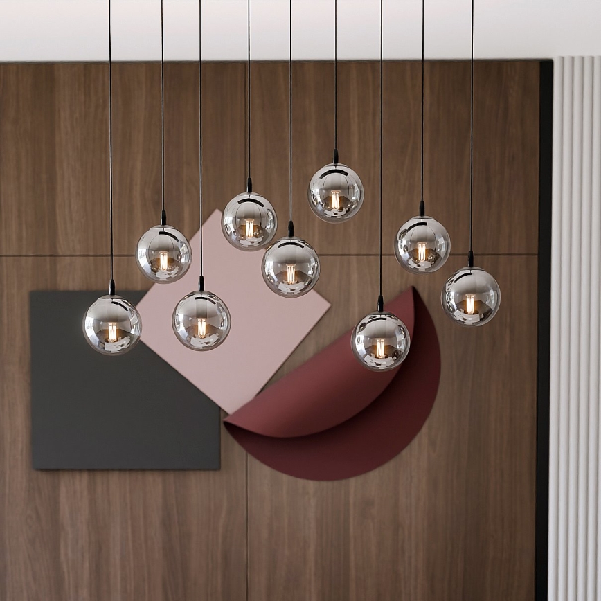 Lampadario a sospensione con filo COSMO 9xE14/10W/230V nero/grigio