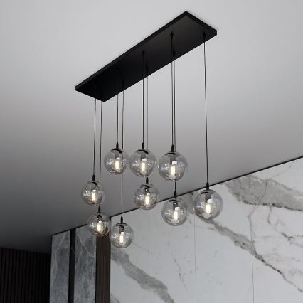 Lampadario a sospensione con filo COSMO 9xE14/10W/230V nero/grigio