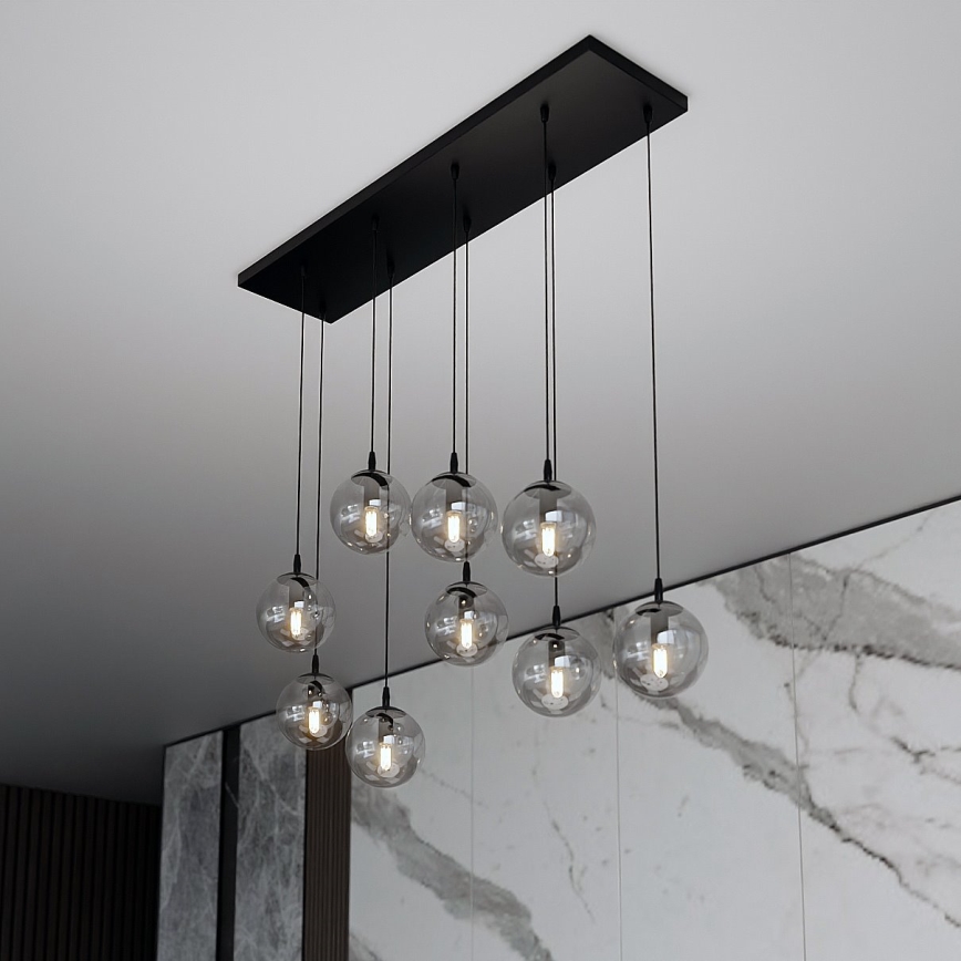 Lampadario a sospensione con filo COSMO 9xE14/10W/230V nero/grigio
