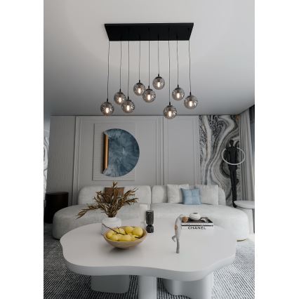 Lampadario a sospensione con filo COSMO 9xE14/10W/230V nero/grigio