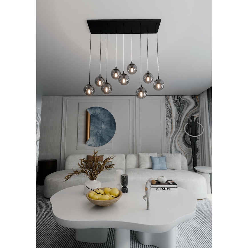 Lampadario a sospensione con filo COSMO 9xE14/10W/230V nero/grigio