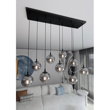 Lampadario a sospensione con filo COSMO 9xE14/10W/230V nero/grigio
