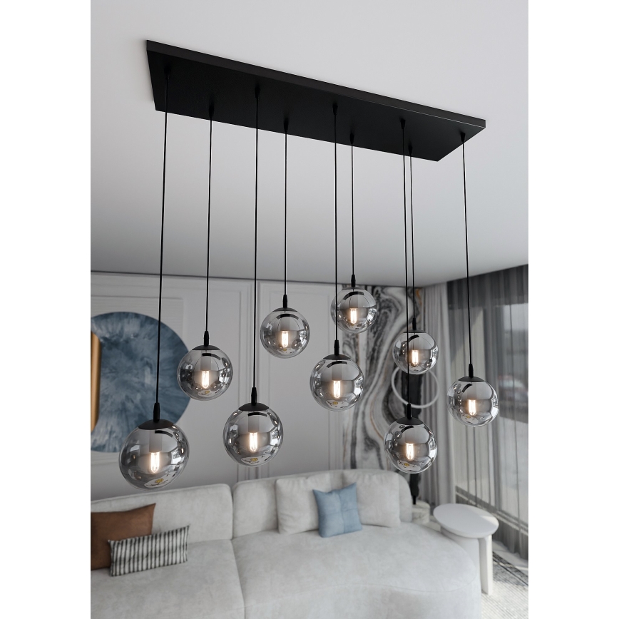 Lampadario a sospensione con filo COSMO 9xE14/10W/230V nero/grigio