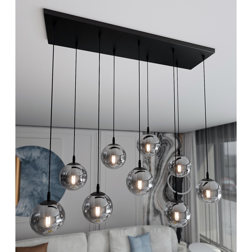 Lampadario a sospensione con filo COSMO 9xE14/10W/230V nero/grigio