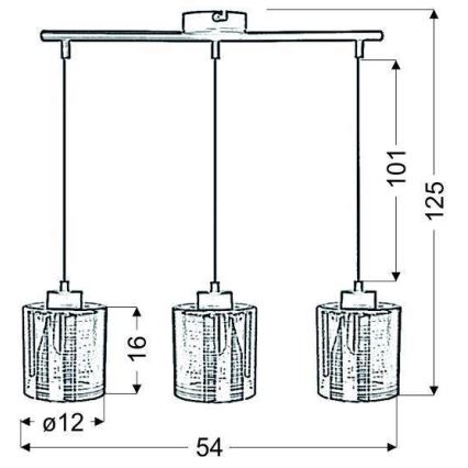 Lampadario a sospensione con filo COX 3xE27/60W/230V