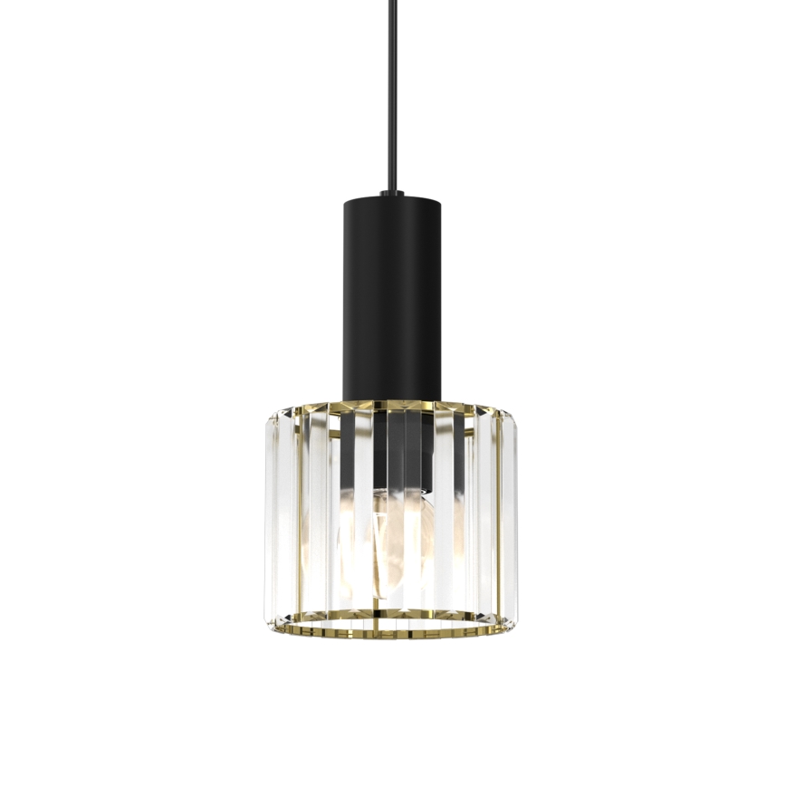 Lampadario a sospensione con filo CRISTAL 1xE27/60W/230V nero
