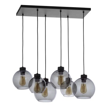 Lampadario a sospensione con filo CUBUS 6xE27/60W/230V nero