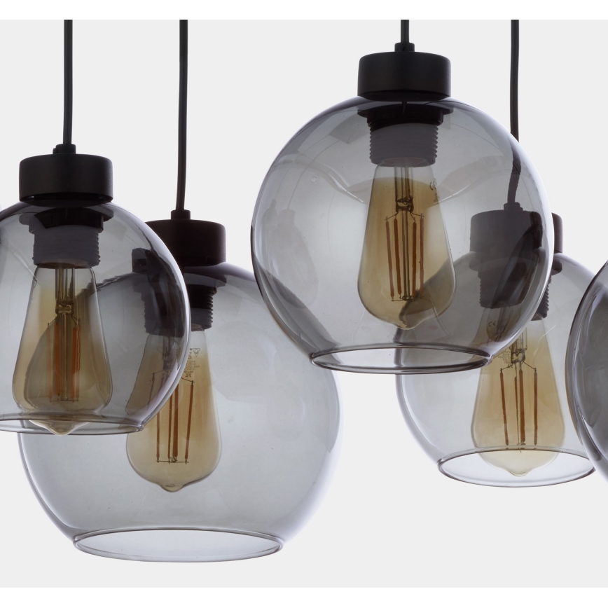 Lampadario a sospensione con filo CUBUS 6xE27/60W/230V nero