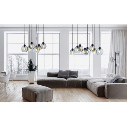 Lampadario a sospensione con filo CUBUS 8xE27/60W/230V nero