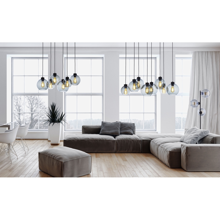 Lampadario a sospensione con filo CUBUS 8xE27/60W/230V nero