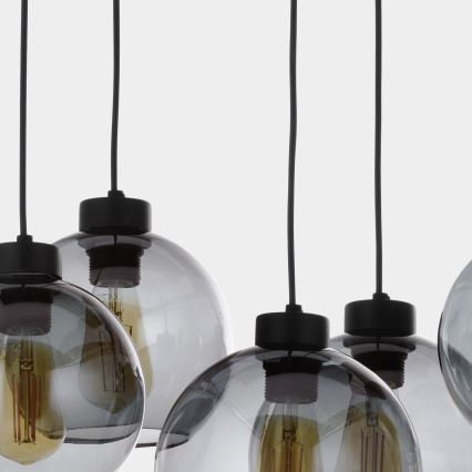 Lampadario a sospensione con filo CUBUS 8xE27/60W/230V nero
