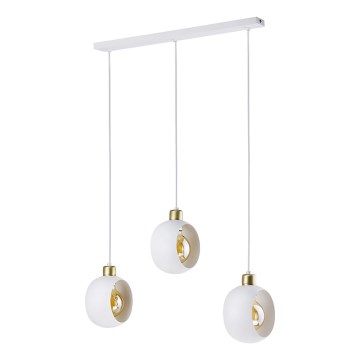 Lampadario a sospensione con filo CYKLOP 3xE27/60W/230V bianco