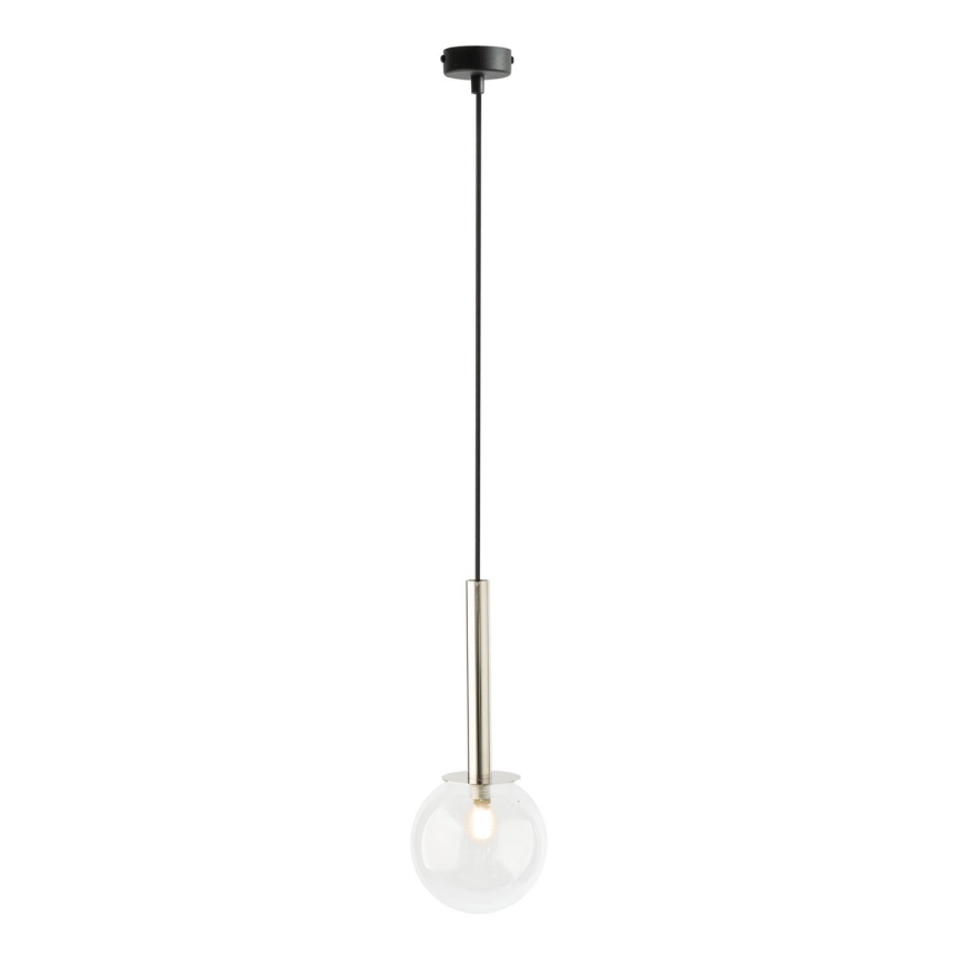 Lampadario a sospensione con filo DAISY 1xG9/12W/230V diametro 14 cm cromo lucido/nero/limpido