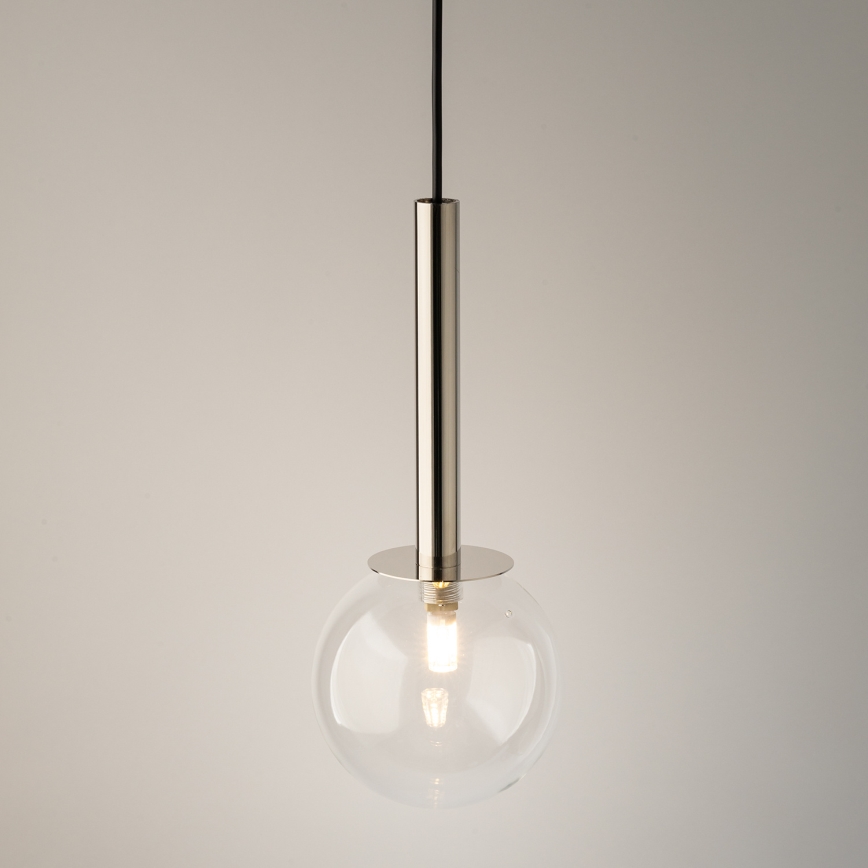 Lampadario a sospensione con filo DAISY 1xG9/12W/230V diametro 14 cm cromo lucido/nero/limpido