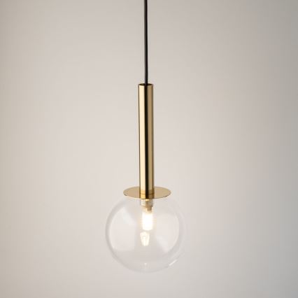 Lampadario a sospensione con filo DAISY 1xG9/12W/230V diametro 14 cm oro/nero/limpido