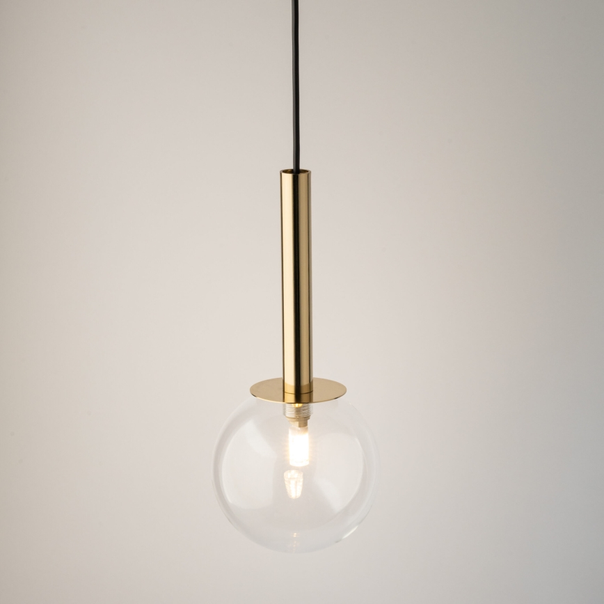 Lampadario a sospensione con filo DAISY 1xG9/12W/230V diametro 14 cm oro/nero/limpido