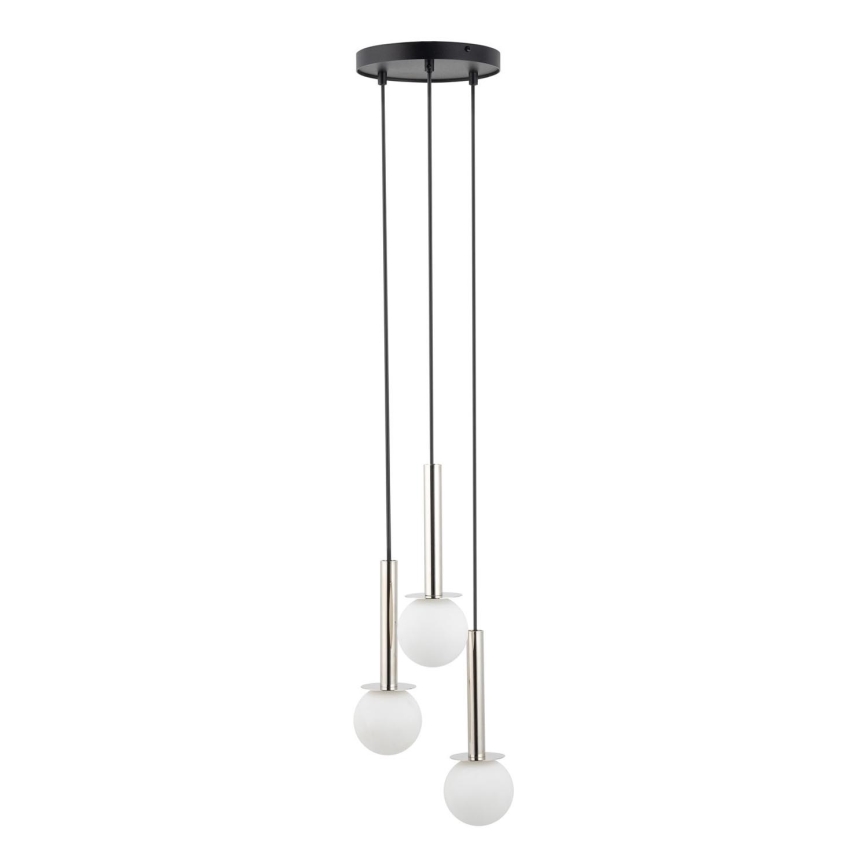 Lampadario a sospensione con filo DAISY 3xG9/12W/230V diametro 27 cm cromo lucido/nero/bianco