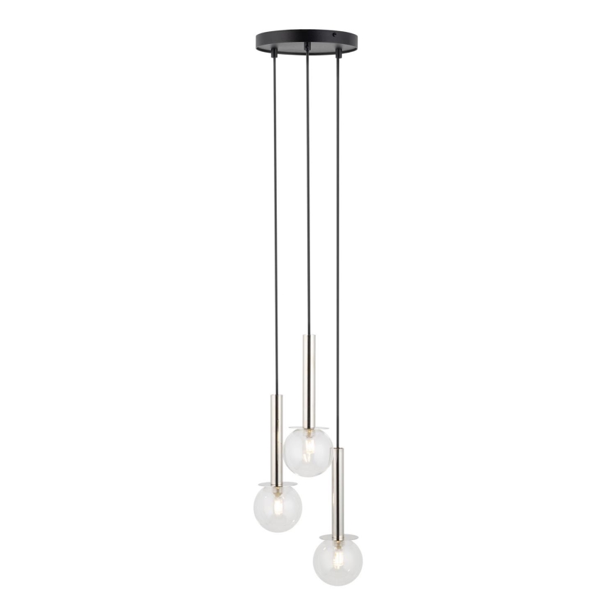 Lampadario a sospensione con filo DAISY 3xG9/12W/230V diametro 27 cm cromo lucido/nero/limpido