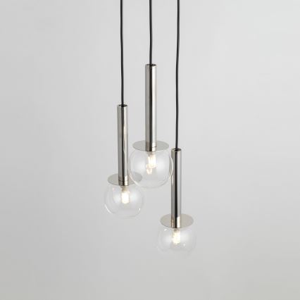 Lampadario a sospensione con filo DAISY 3xG9/12W/230V diametro 27 cm cromo lucido/nero/limpido