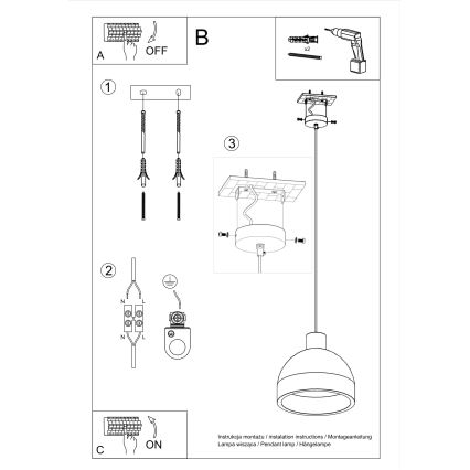 Lampadario a sospensione con filo DAMASO 1xE27/60W/230V