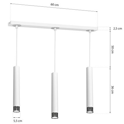 Lampadario a sospensione con filo DANI 3xGU10/8W/230V