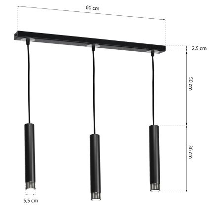 Lampadario a sospensione con filo DANI 3xGU10/8W/230V
