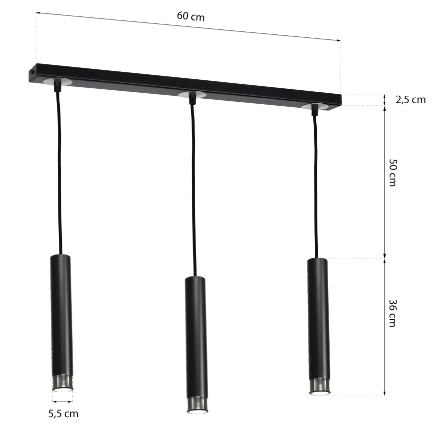 Lampadario a sospensione con filo DANI 3xGU10/8W/230V