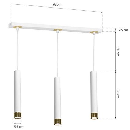 Lampadario a sospensione con filo DANI 3xGU10/8W/230V