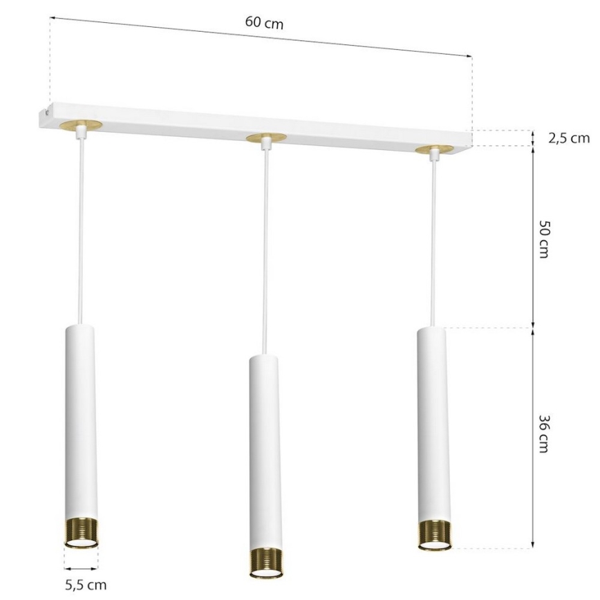 Lampadario a sospensione con filo DANI 3xGU10/8W/230V