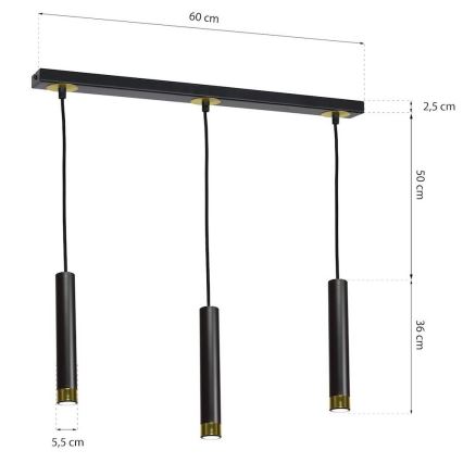 Lampadario a sospensione con filo DANI 3xGU10/8W/230V