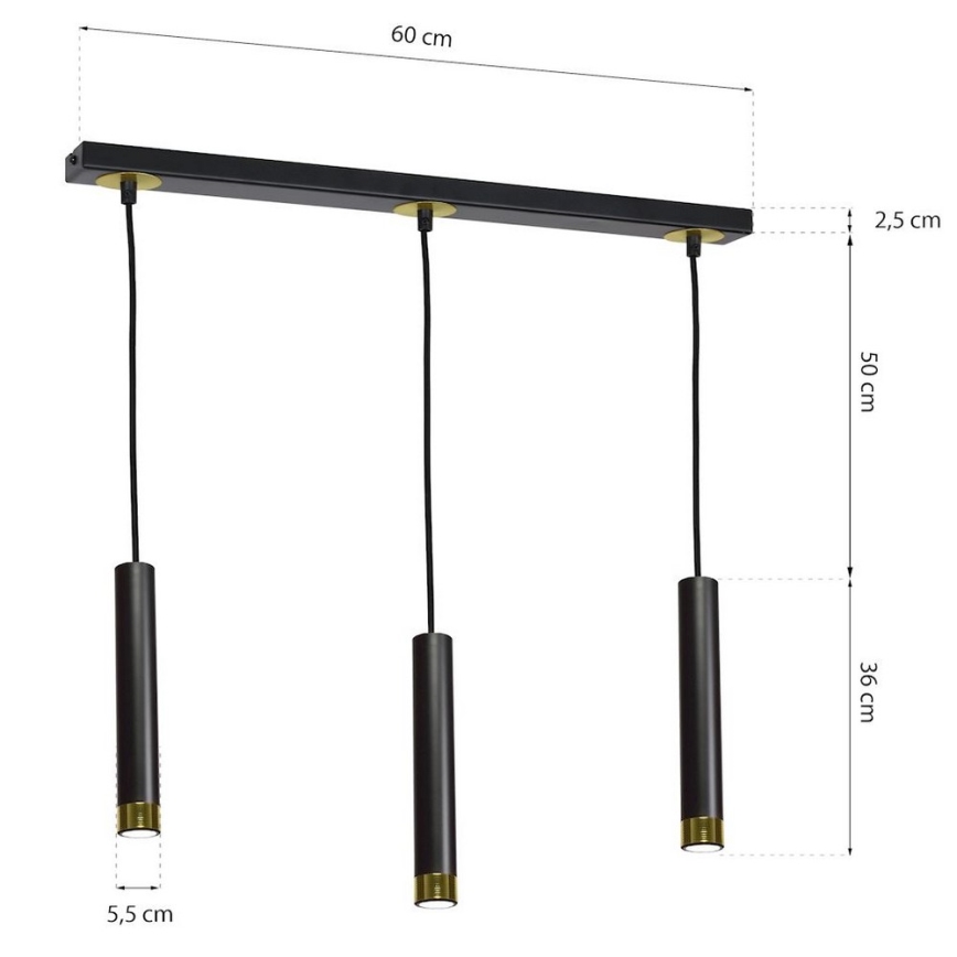 Lampadario a sospensione con filo DANI 3xGU10/8W/230V