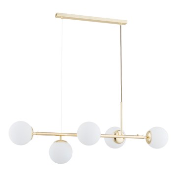 Lampadario a sospensione con filo DANSA 5xE14/10W/230V oro