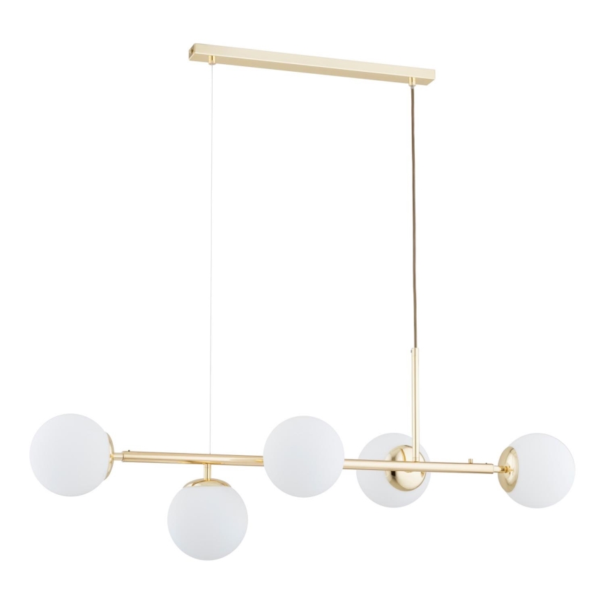 Lampadario a sospensione con filo DANSA 5xE14/10W/230V oro